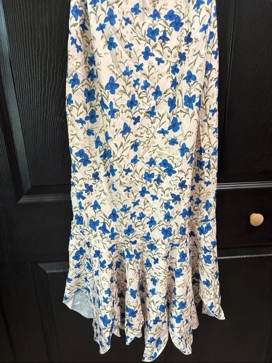 Commense Blue and Cream Floral Spaghetti-Strap Maxi Dress - Picture 3 of 4